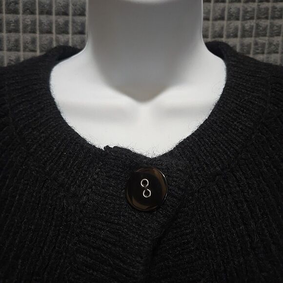 Alpaca Cardigan Cape Sweater SzM 3/4Sleeve Kenar Knit Cozy Basic Capsule Cottage - Picture 14 of 16